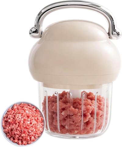 Mini Keukenmachine - Apparaat Hakken - Snel Ingrediënten Snijden - Oplaadbaar Draadloos - 350ml Capaciteit - Beige