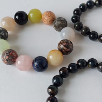 Edelsteen Armbanden Set - Toermalijn, Rozenkwarts en Obsidiaan - Handgemaakt - 3 Stuks
