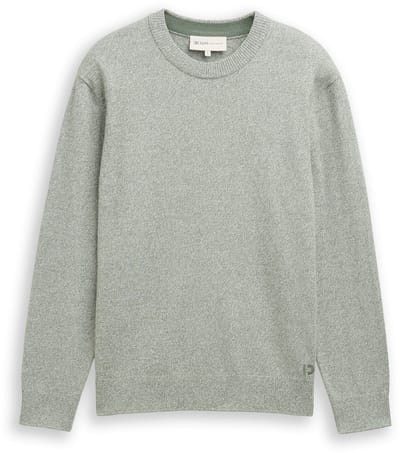 Tom Tailor Denim - Basic gebreide trui van katoen - Maat XXL - olive white mouline