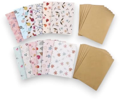 12x bloemenkaarten Set - Inclusief Enveloppen - Bloemenkaarten - Kleine kaart Versturen - Kinderen & Volwassenen - 12.5x8.5 cm