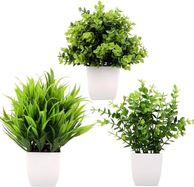 Valse Planten Set - Kunstplanten Pot - Binnen Decoratie - Onderhoudsvrij - 3 Stuks - Groen