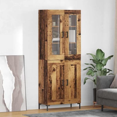 vidaXL - Highboard - 2 - st - Oudhout - 69,5 - x - 34 - x - 180 - cm - Bewerkt - hout