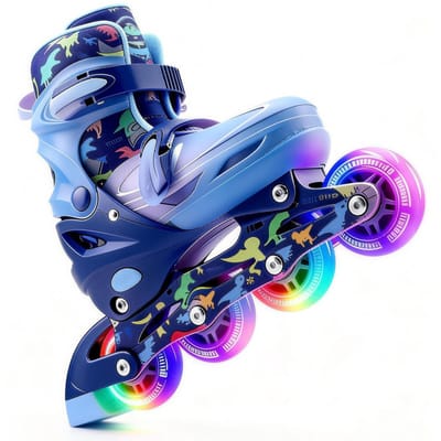 Suotu Skeelers - Inlineskates Verstelbaar - Lijn: S78 - Skeelers meisjes en jongens - Maat: EUR 28-30 - Lichtgevende wielen - S78 - Dinosaur - S