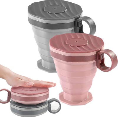 La'Moussawi ® Handige Opvouwbare Siliconen Drinkbekers voor Reizen en Outdoor Activiteiten, Set van 2 Stuks