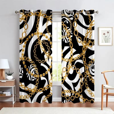 2 stuks Luxe Rood Goud Abstract Geometrisch Goedkope Raamgordijnen Voor Woonkamer Kinderkamer Badkamer Keuken Deur Woondecoratie W60xH100(CM)x2pcs&Rod Pocket