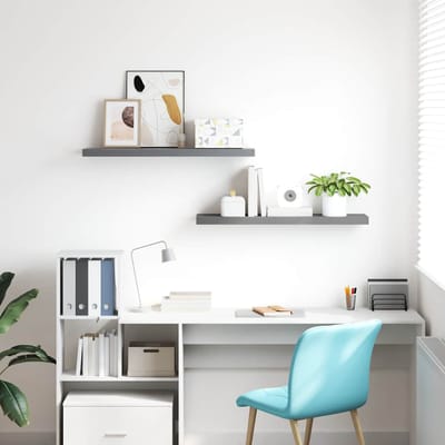 vidaXL - Wandschappen - zwevend - 2 - st - 90x23,5x3,8 - cm - MDF - grijs