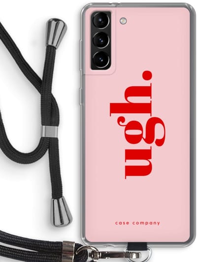 Case Company® - Hoesje met koord geschikt voor Samsung Galaxy S21 Plus hoesje met Koord - Ugh - Telefoonhoesje met Zwart Koord - Bescherming aan alle Kanten en Over de Schermrand