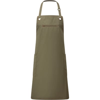 Premier Unisex Volwassenen Gerst Duurzaam Volledig Schort met Contraststiksel (Olijf/Kastanje)