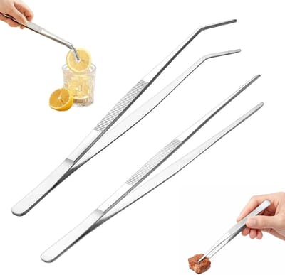 Set van 2 extra lange roestvrijstalen keukenpincetten van 30 cm voor grillen, serveren en barbecueën, ideaal voor chef-koks en culinaire liefhebbers
