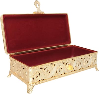 Metalen juwelendoos met prachtige vintage patronen en fluweelachtig interieur - Grote capaciteit voor ringen - Vintage stijl, decoratieve opbergdoos met slot
