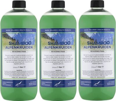 Shampoo Alpenkruiden - 1 liter (transparant) - 3 Stuks - Voordeelverpakking - Haarverzorging