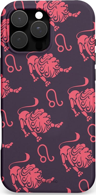 Casetastic hoesje geschikt voor Apple iPhone 16 Pro Max - MagSafe - Dubbellaagse bescherming - Zodiak leeuw - Fashion Case - Donkergrijs Koraal