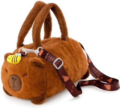 Capybara Pluche Schoudertas – Kinder Handtas & Crossbody Tas – Zacht Knuffel Design – Bruin