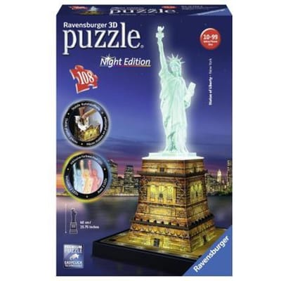 Ravensburger Statue of Liberty Night Edition- 3D puzzel gebouw - 108 stukjes