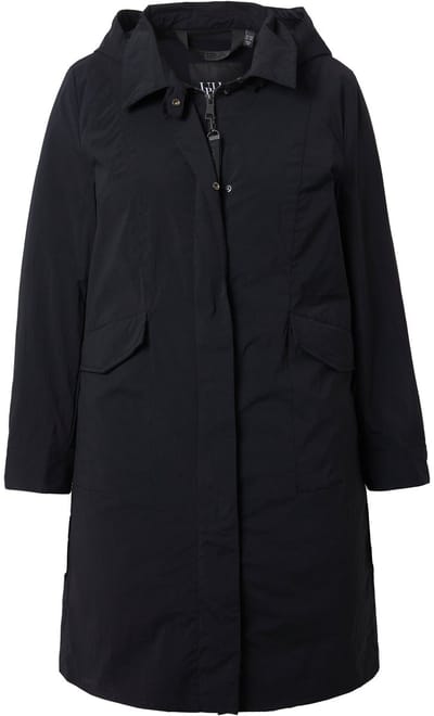 Ulla Popken - Dames - HYPRAR functionele parka waterafstotend capuchon - Zwart - Maat 42+