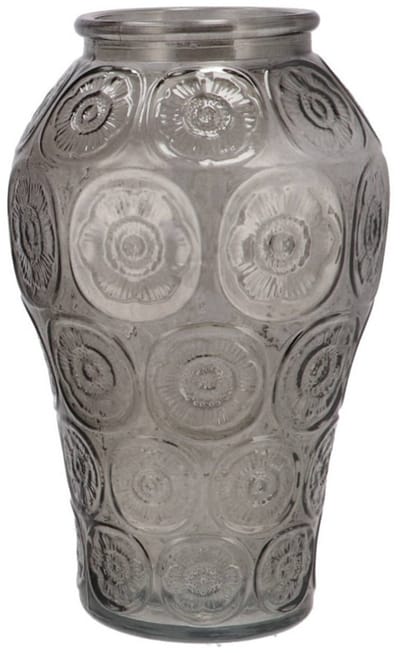 DK Design Bloemenvaas Circle - boeket vaas - glas - donkergrijs - 15 x 25 cm