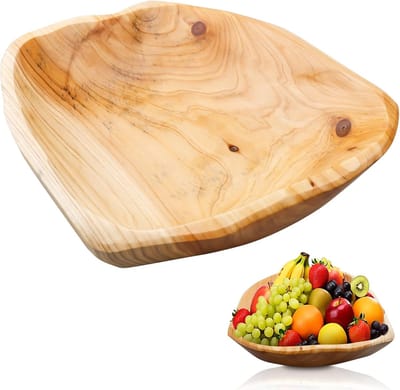 gemaakt van natuurlijk hout: onregelmatige creatieve houten schaal, houten saladeschaal, handgemaakte natuurlijke houten schaal, voor fruit, salades, zoetigheden en snacks, 25-29