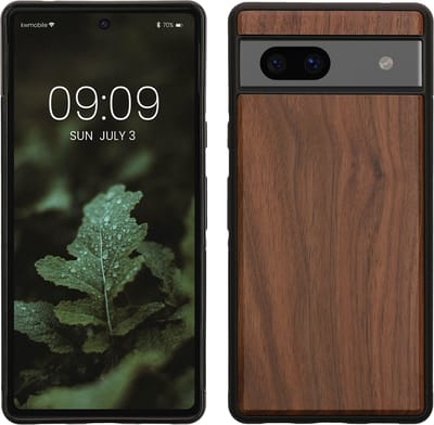 kwmobile telefoonhoesje geschikt voor Google Pixel 7a - Hoesje met bumper in donkerbruin - Backcover - hout