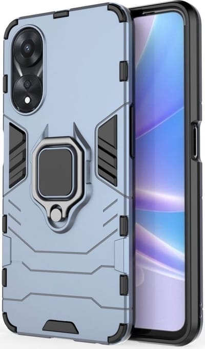 Geschikt voor Oppo A78 Hoesje met Magnetische Kickstand Ring Blauw