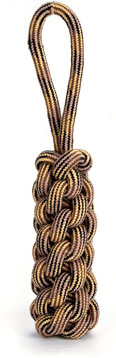 Nobleza Hondenspeelgoed - Speeltouw Hond met Lus - Trektouw - Apporteerspeelgoed - Kauwspeelgoed - 33 cm - Bruin Beige