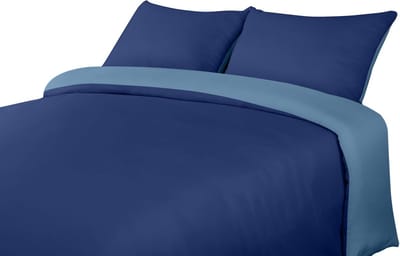 Famanu Dekbedovertrek Set - Zachte Microvezel Dekbedovertrek 200x200cm met Kussenslopen 50x75cm - Beddengoed Dekbedovertrek Set - Donkerblauw En Lichtblauw