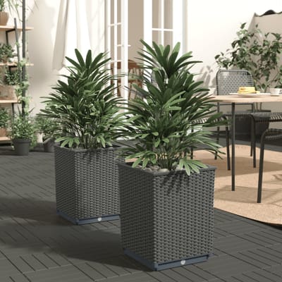 vidaXL - Plantenbakken - 2 - st - 30x30x37 - cm - polypropeen - zwart