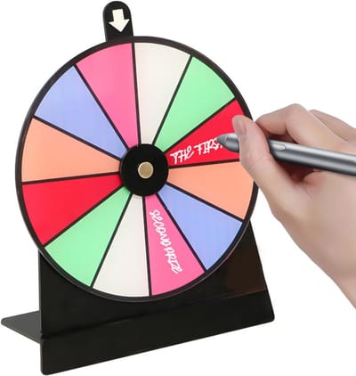 Prijzenrad Met Statief - Draaischijf Roulette Bord - Evenementen Spel - Uitwisbare Vakken - 15x20 cm