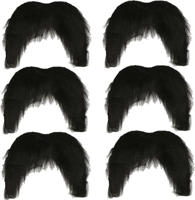 Boland Carnaval verkleed snor - 6x - Mexicaan/Cowboy/Biker - zwart - zelfklevende namaak snor/plaksnor