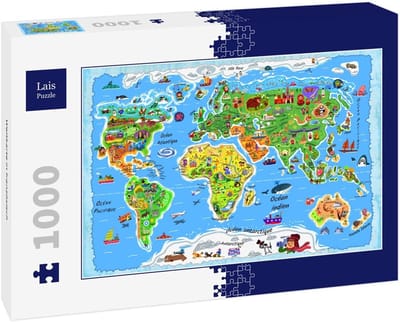 Legpuzzel Wereldkaart - Educatieve Puzzel - Ontspannen Tijdverdrijf - 1000 Stukjes - 68 x 48 cm