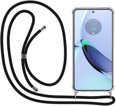 Smartphonica Telefoonhoesje Geschikt voor Motorola Moto G84 met Koord en Stootrand - Hoesje met Telefoonkoord - TPU Backcover Case Shockproof met Lanyard - Transparant geschikt voor Motorola Moto G84