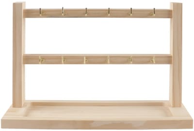 Dailygoods- Oorbellenstandaard 2-laags - Houten Sieradenhouder - 12 Haken - Roestvrij Stalen Haken - Afneembaar Etagesysteem - Natuurlijke Houtolie Afwerking - Sieradenstandaard