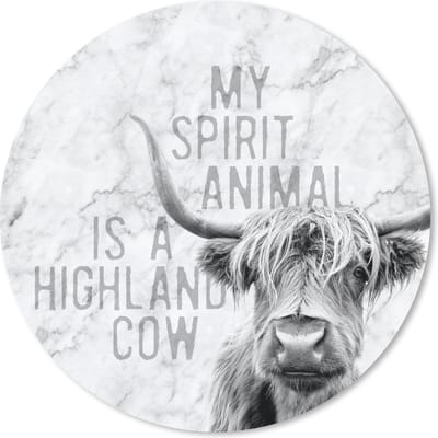 Muismat rond 20x20 cm - Mousepad Marmer - Quote - Schotse hooglander - Ronde muismatten