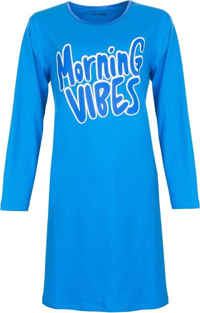 Temptation Dames Nachthemd - Morning Vibes Print - Blauw - Maat S