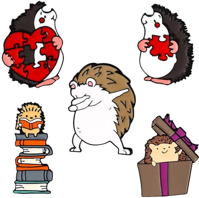 Dailygoods- Egel Pin - Set van 5 - Schattig Cartoon Design - Emaille Spelden - Dierenbroche - Duurzaam Materiaal - Krasbestendig - Broche
