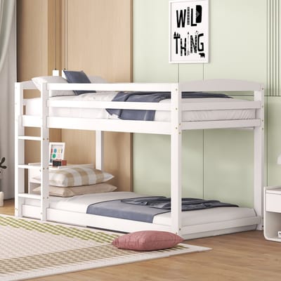 Sweiko Stapelbed voor Kinderen en Tieners, Kinderbed, massief dennenframe, makkelijk te monteren, 90x200cm, Wit