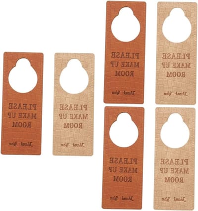 Deurhanger Borden - Dubbelzijdig Bord - Privacy Aangeven - Premium PU Leer - 6 Stuks - Diverse Kleuren