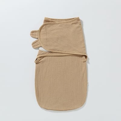 Babywikkeldoek, pasgeboren deken, gemaakt van ademend biologisch katoen, verstelbare, loszittende babywikkeldoek (donker kaki-S)