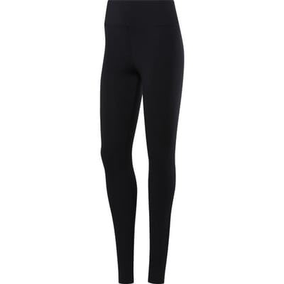Reebok - Maat L Linear Logo Tight Cotton Dames Sportlegging - Black/ Pale Pink