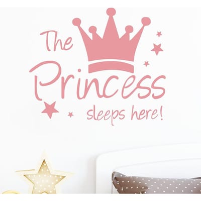De Prinses Slaap Hier Muurstickers Kroonsterren Muurstickers voor Woonkamer Meisjes Slaapkamer Woondecoratie roze