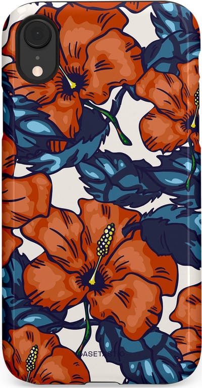 Casetastic hoesje geschikt voor Apple iPhone XR - Dubbellaagse bescherming - Exotische paradijs - Fashion Case - Terracotta Donkerblauw Bruin Donkergrijs