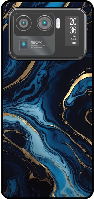 Smartphonica Telefoonhoesje Geschikt voor Xiaomi Mi 11 Ultra met marmer opdruk - TPU backcover case gold blue marble design - Goud Blauw geschikt voor Xiaomi Mi 11 Ultra