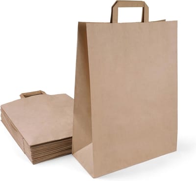 Papieren zakken met handgrepen 32x12x40 cm - Stevige kraftpapieren boodschappentassen voor geschenken en evenementen