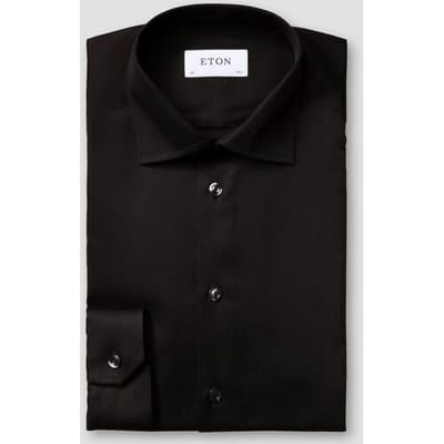 Eton Overhemd Uni Cutaway Signature Twill Zwart / male