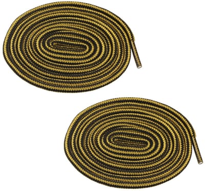 Fako Fashion - Schoenveters - Rond - Gevlochten Mix - 4mm - 120cm - 1 Paar - 2 Stuks - Zwart/Geel