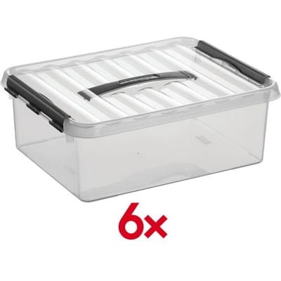 Sunware - Q-line opbergbox 12L transparant metaal - 40 x 30 x 14 cm