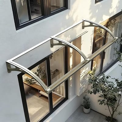 Voordeur Luifel - Regenscherm Raam - Buitenbescherming - Geluidsarm Polycarbonaat - 100x200cm - Transparant