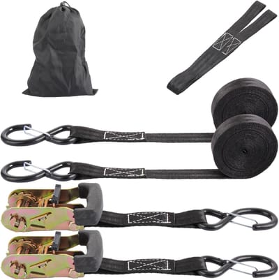Spanbanden Set - Sjorbanden Ratel - Lading Zekeren - Dubbele Lussen - 2 Stuks 4.6m - Zwart