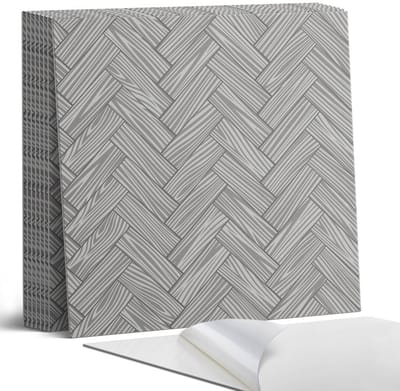 Coloray Plaktegels - Houtvlechtpatroon Portugese Tegels - 30 cm x 30 cm - Grijs Plaktegels - 9 stuks - Vierkant PVC Tegels - Plaktegels Keuken - Zelfklevende Vloertegels - Vinyl Tegels Zelfklevend - Zelfklevende Tegels