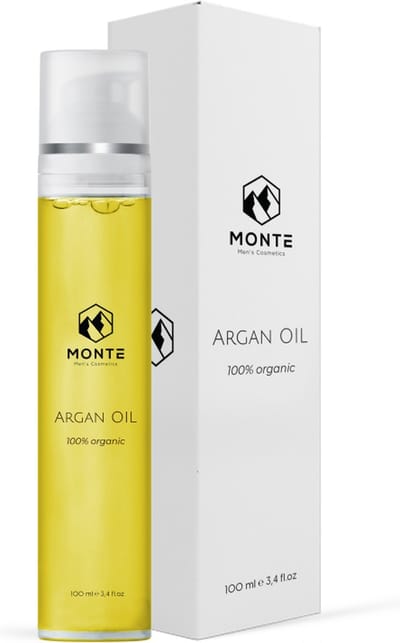 MONTE - 100% Pure Arganolie - 100 ML - Unieke fles - 100% Biologisch - Huidolie en Haarolie - Voor haar, huid en gezicht - Hydraterend, voedend en herstellend - Rijk aan vitamine E, essentiële vetzuren, antioxidanten en mineralen