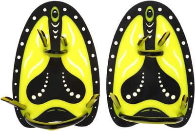 Verstelbare Fins Swim Hand Paddle voor Duiktraining, Professionele Zwemtraining en Verbetering van Zwemtechnieken (M-Geel)